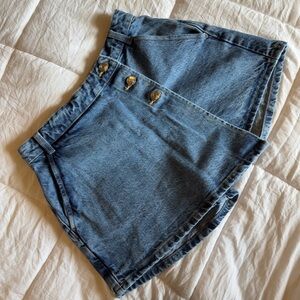Zara Blue Denim Skort with Button Detail